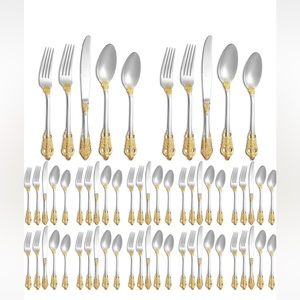 40PCS Fine Stainless Steel Silverware 18/10 Steel Set Kitchen Cutlery Set For 8